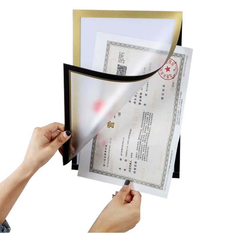 Maple pvc magnetic picture frame frosted picture frame certificate protective cover magnetic display sticker business license photo frame