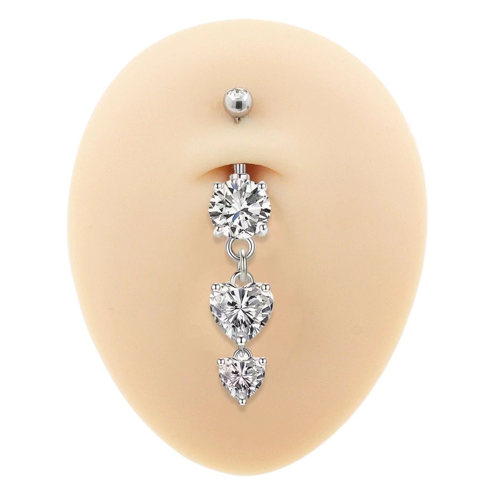Europe and the United States cross-border hot-selling umbilical ring inlaid zircon stainless steel belly button ring personalized fashion body piercing jewelry Amazon