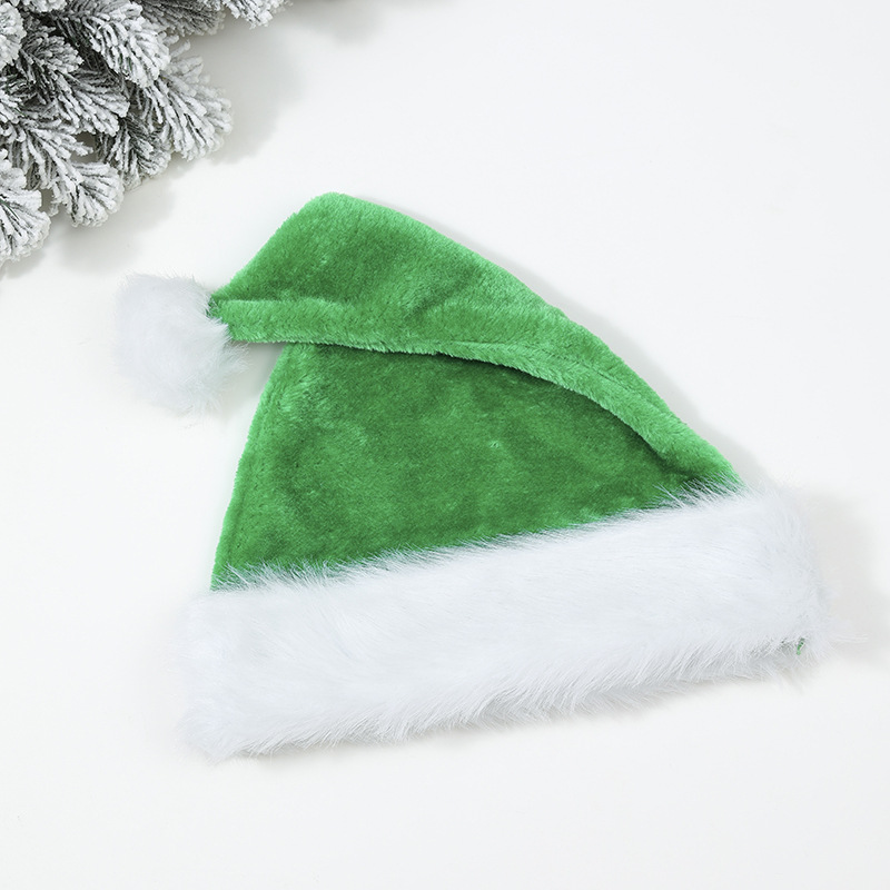 Picture of Christmas High-grade Plush Christmas Hat Extra Large Thickened Big Ball Christmas Hat Old Man Hat Green Pink Red
