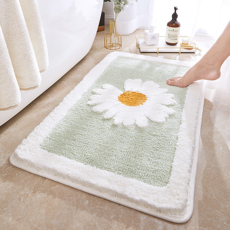Modern Simple Daisy Carpet Home Toilet Imitation Cashmere Foot Mat Toilet Bathroom Non-Slip Absorbent Floor Mat