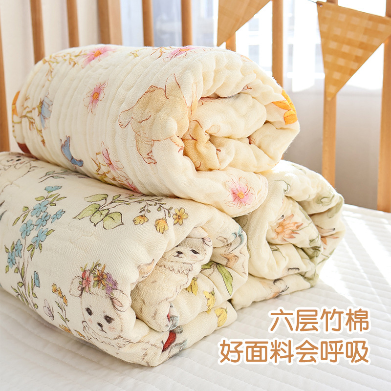 Picture of Baby Gauze Bath Towel Six-Layer Bamboo Cotton Baby Blanket Universal Soft and Absorbent Kidsren's Large Size Bath Towel for All Seasons