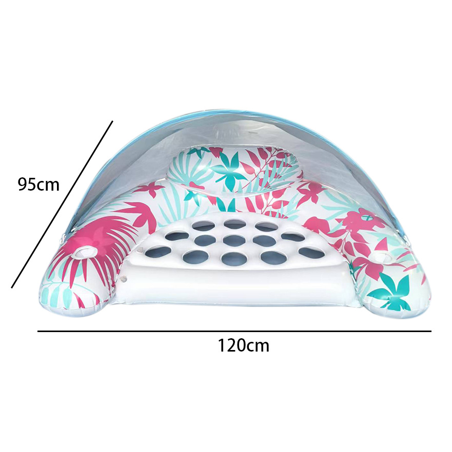 Picture of Inflatable Tanning Pool Spray Water Toy Double Lounge Chair Baby Sunshade Seat Water Slide Adult Floating Lounger