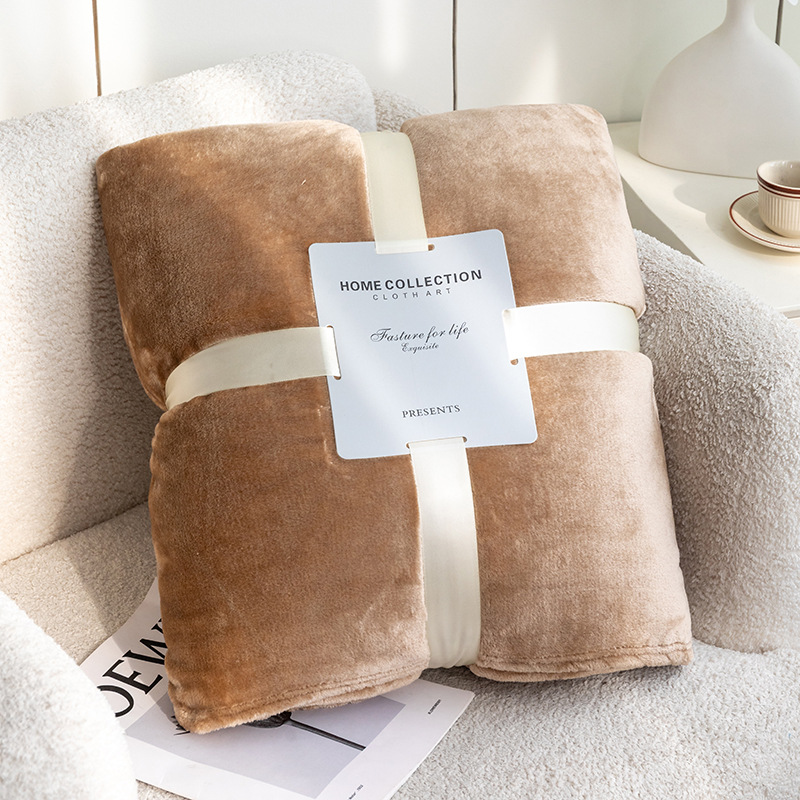 Picture of High Weight! Cross-Border Solid Color Flannel Coral Fleece Blanket, Plain Sofa Throw Blanket, Air Conditioning Nap Blanket