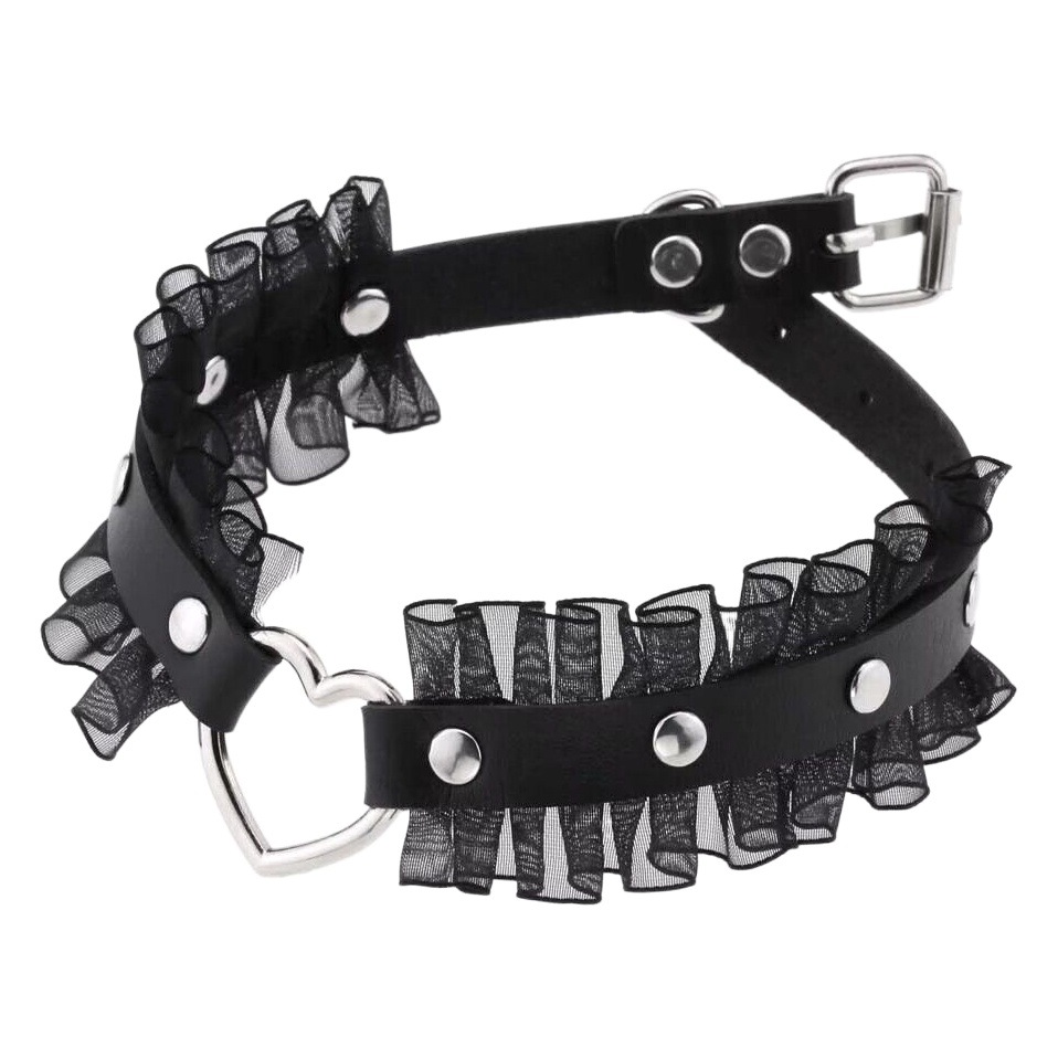 Sexy Leather Love Heart Collar Traction Rope Jewelry Punk Bracelet European and American Sexy Underwear