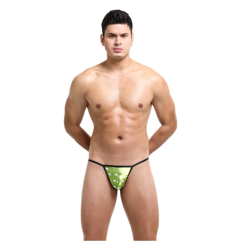 New foreign trade underwear men's underwear low waist sexy stars sexy imitation leather men's underwear T pants men's thong