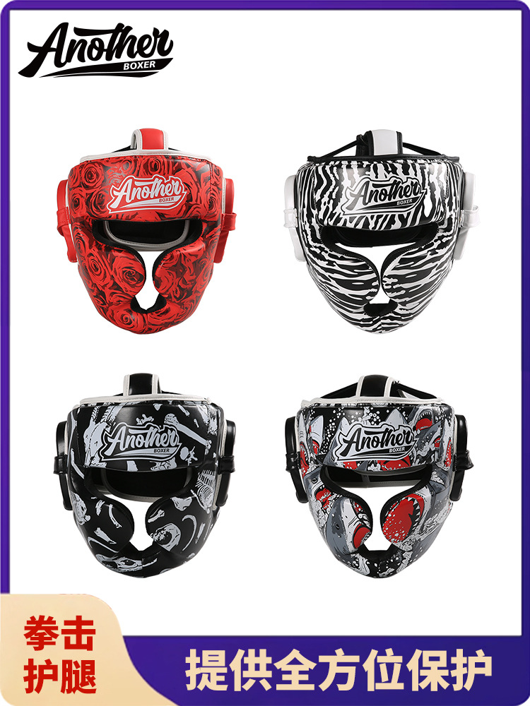 An New Boxing Helmet Boxing Training Sanda Fighting Adult Men and Women Kidsren Full Face Monkey Face Protective Gear Head Protection