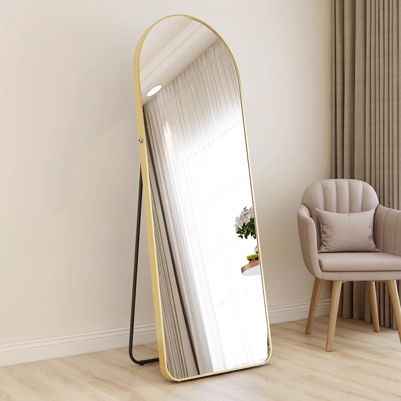 Full-body mirror floor-to-floor home girl bedroom girl's online-popular large mirror wall-mounted wall-mounted fitting arch dressing mirror