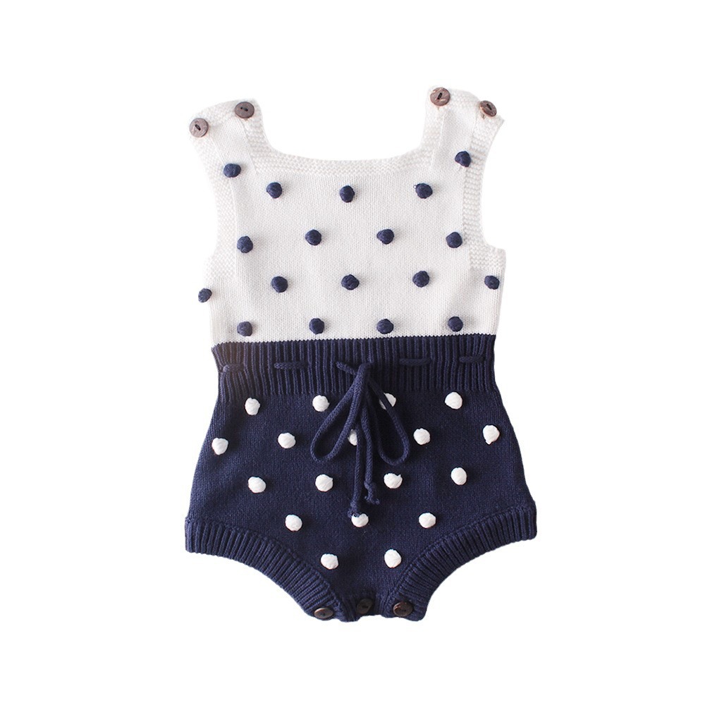 Picture of 2025 Spring Handmade Pom-Pom Baby Knitted Romper Onesie for Infants and Toddlers, Ins Style