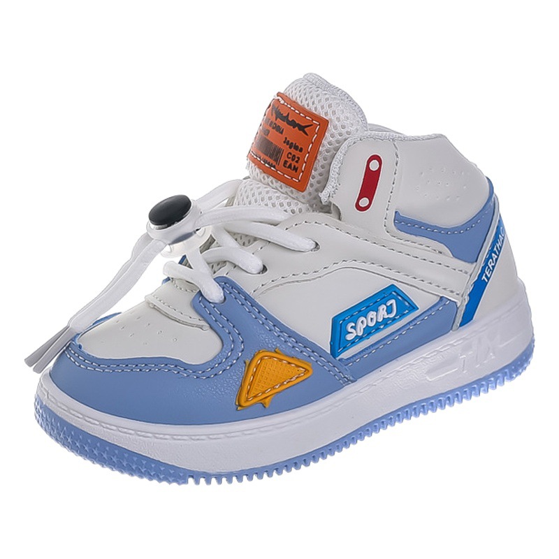 2025 Spring and Autumn Solid Sole Children's Sports Shoes Female Baby Shoes Boys High Top Basketball Shoes Kindergarten Shoes
