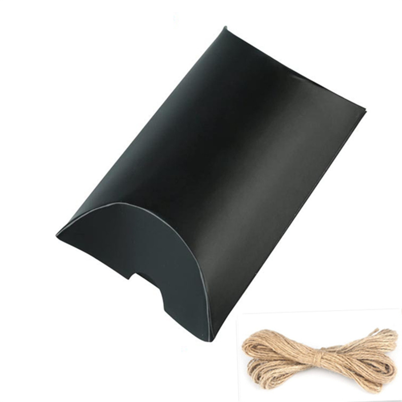 Picture of Kraft Paper Pillow Candy Box Cross-border Style with Hemp Rope Kraft Card White Card Black Card Packaging Box Wedding Party Birthday