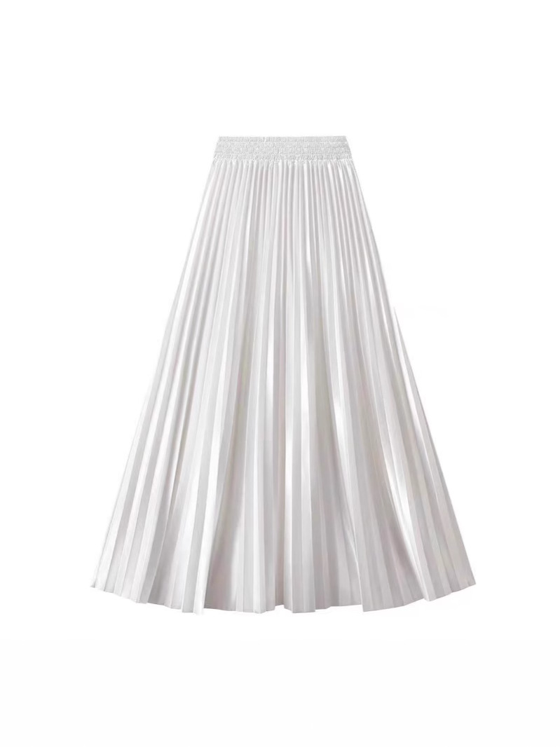 1m Long Skirt Solid Color Glossy Pleated Skirt Women's Winter 2024 New High Waist Drape Large Swing Cover Hips