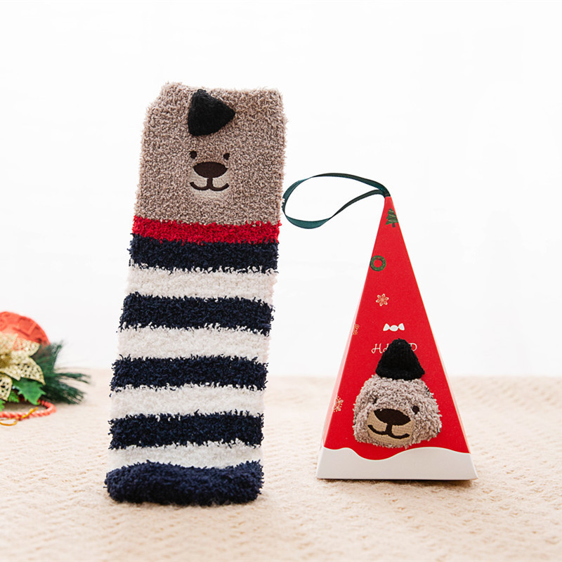 Picture of Japanese Style Three-Dimensional Cartoon Floor Socks Sleep Socks Coral Fleece Socks Women's Winter Towel Socks Thickened Warm Plush