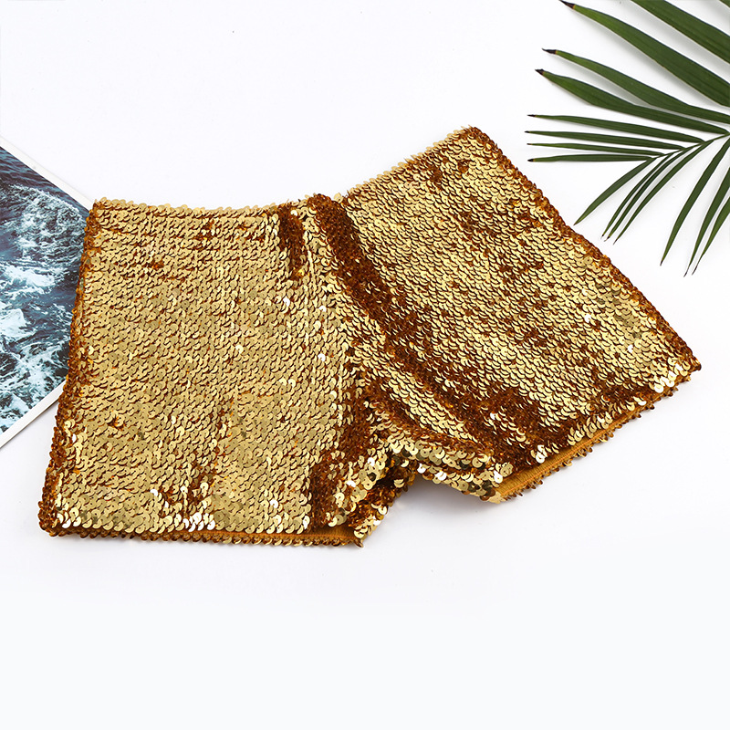 Picture of European and American Street Fashion Metal Sequins Elastic Belt Slim-fit Low Waist All-match Women's Shorts Dancing Hot Pants