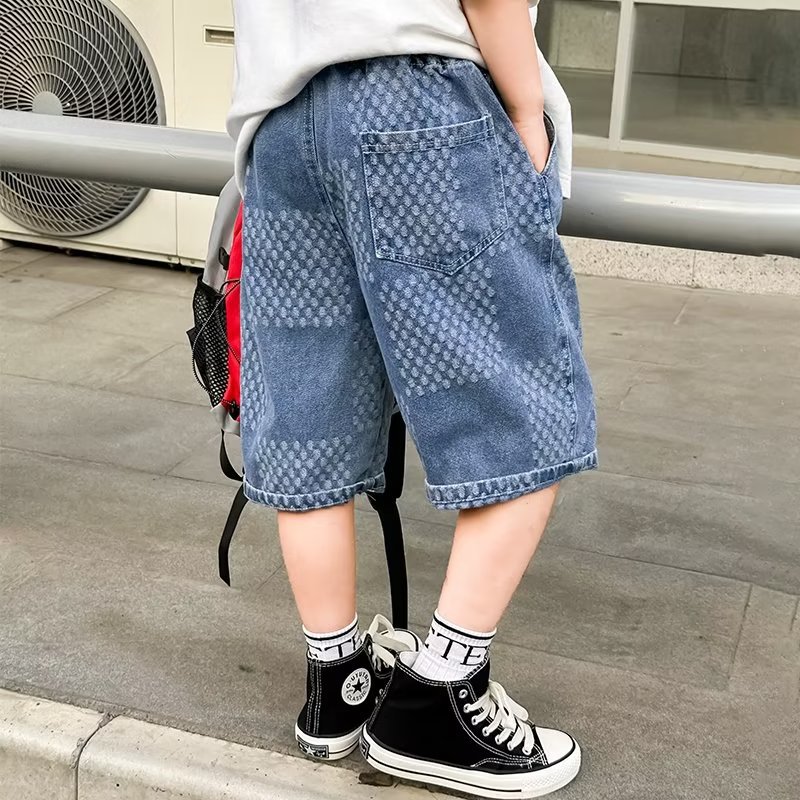 Picture of Boys' Denim Shorts Summer 2023 New Out-Wearing Trendy Workwear Pants Thin Street-length Pants for Middle and Big Children