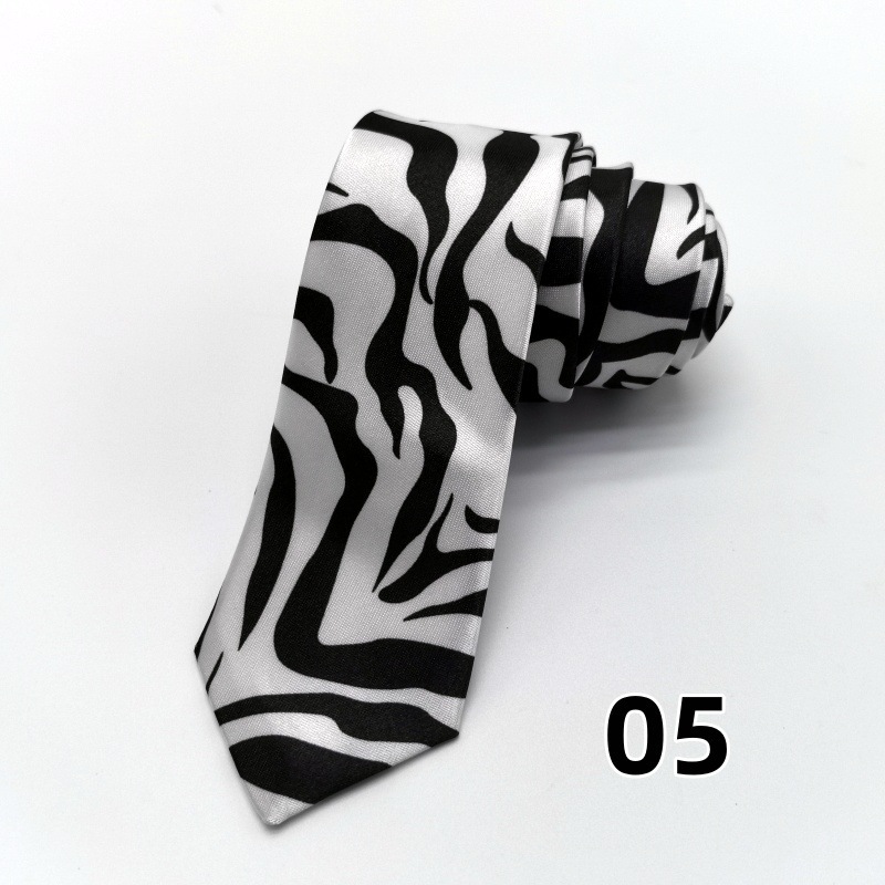Picture of Ultra-narrow 5cm printed tie leopard print hand-tied unisex casual tie