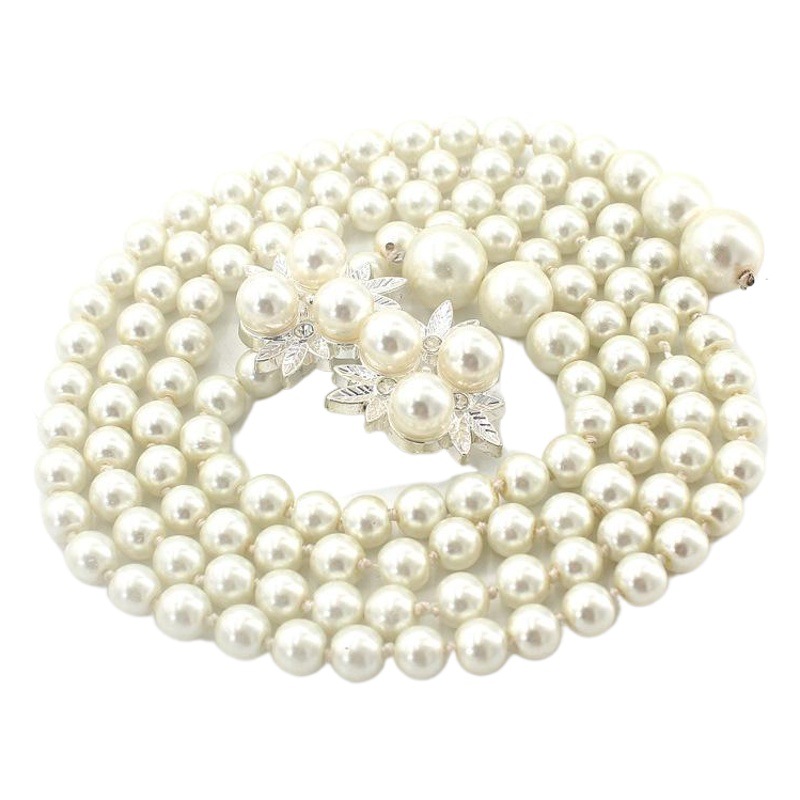 Women's Korean-style sweet bow dress pearl waist chain ladies fashion decorative thin belt nine a generation of hair