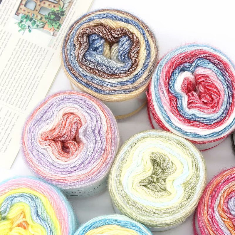Picture of Cake wool segment dyeing gradient baby children's wool cotton rainbow thread handmade knitting shawl scarf sweater special offer