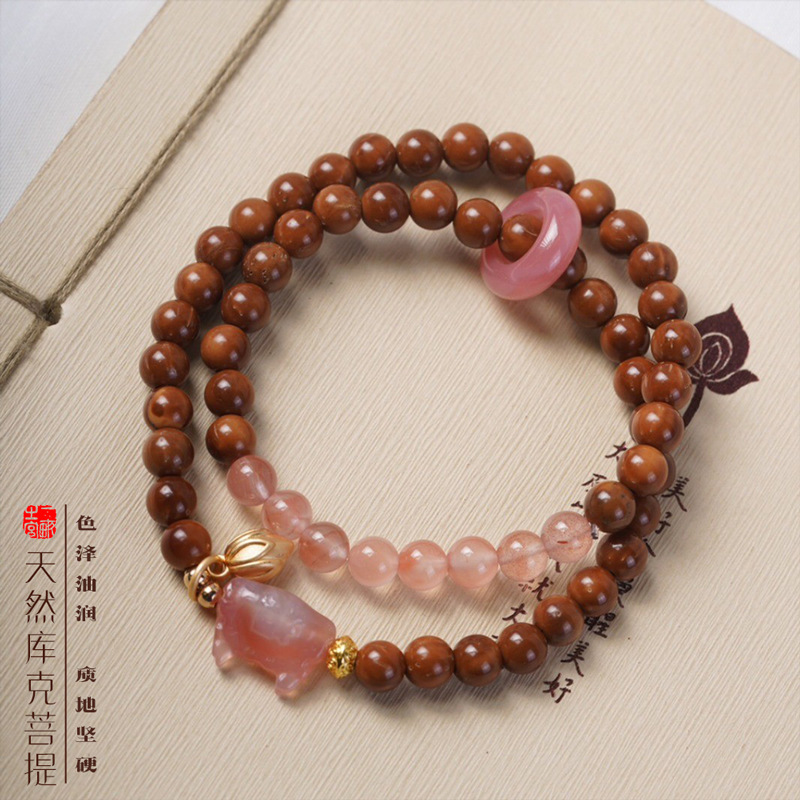 Cook Bodhi Root Seed Natural Handheld Chain Chanting Buddha Bead String DIY Personality Men and Women Pan Wen Play Retro Ethnic Style