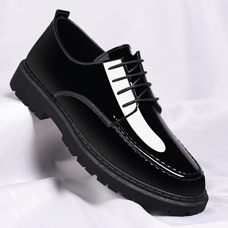 Cross-border summer mirror new leather shoes men's high-end business casual shoes men's leather shoes men's invisible height beanshoes