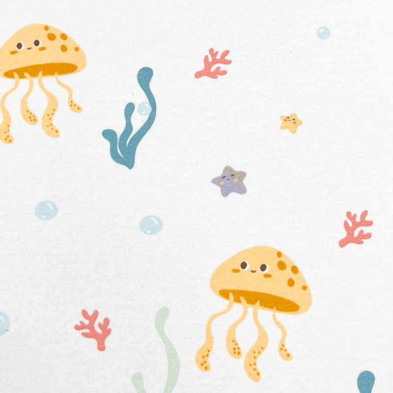 Picture of Bamboo Cotton Jacquard Printed Fabric Baby Summer Anti-Mosquito Jumpsuit Bamboo Fiber Fabric 70 Bamboo 30 Cotton Jersey