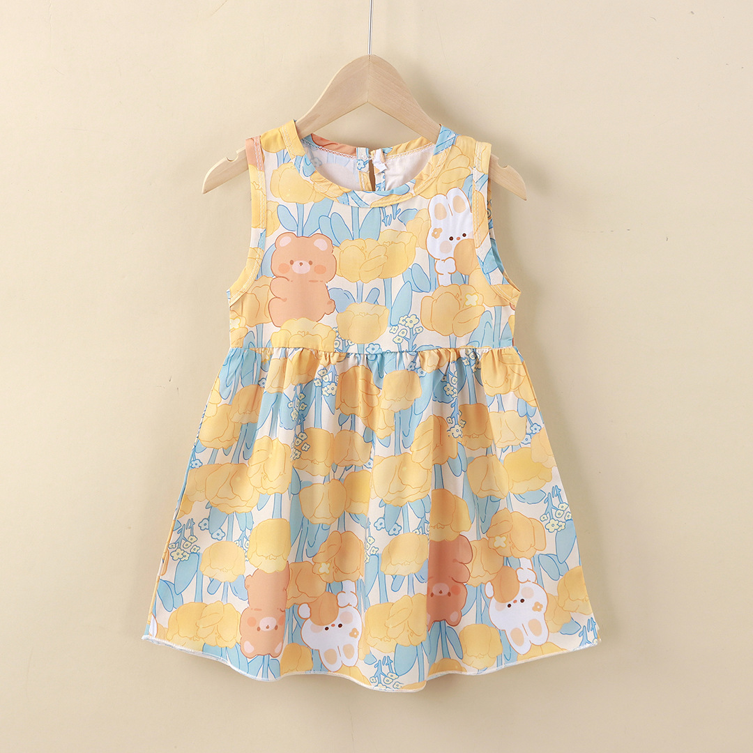Picture of Girls' Dress Cotton Silk Summer New Style Medium and Large Children's Princess Dress Vest Dress Korean Style Girls' Dress Children's Clothing Wholesale