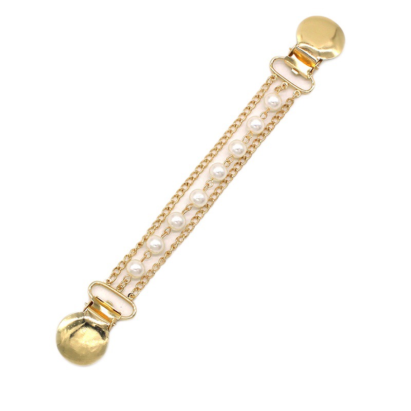Cross-Border New Sweater Clip Women's Pearl Chain Collar Clip European and American Anti-Exposure Brooch Versatile Shawl Scarf Button