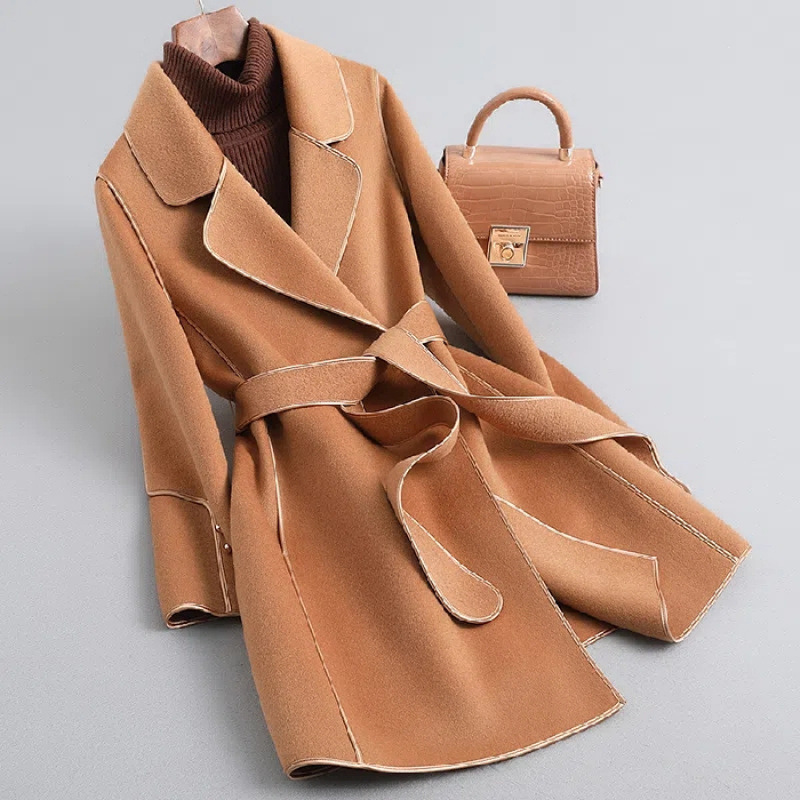 Picture of High-end Korean-style Woolen Coat Women's 2024 Autumn and Winter New Western-style Age-reducing Mid-length Double-sided Woolen Coat Women's Trendy