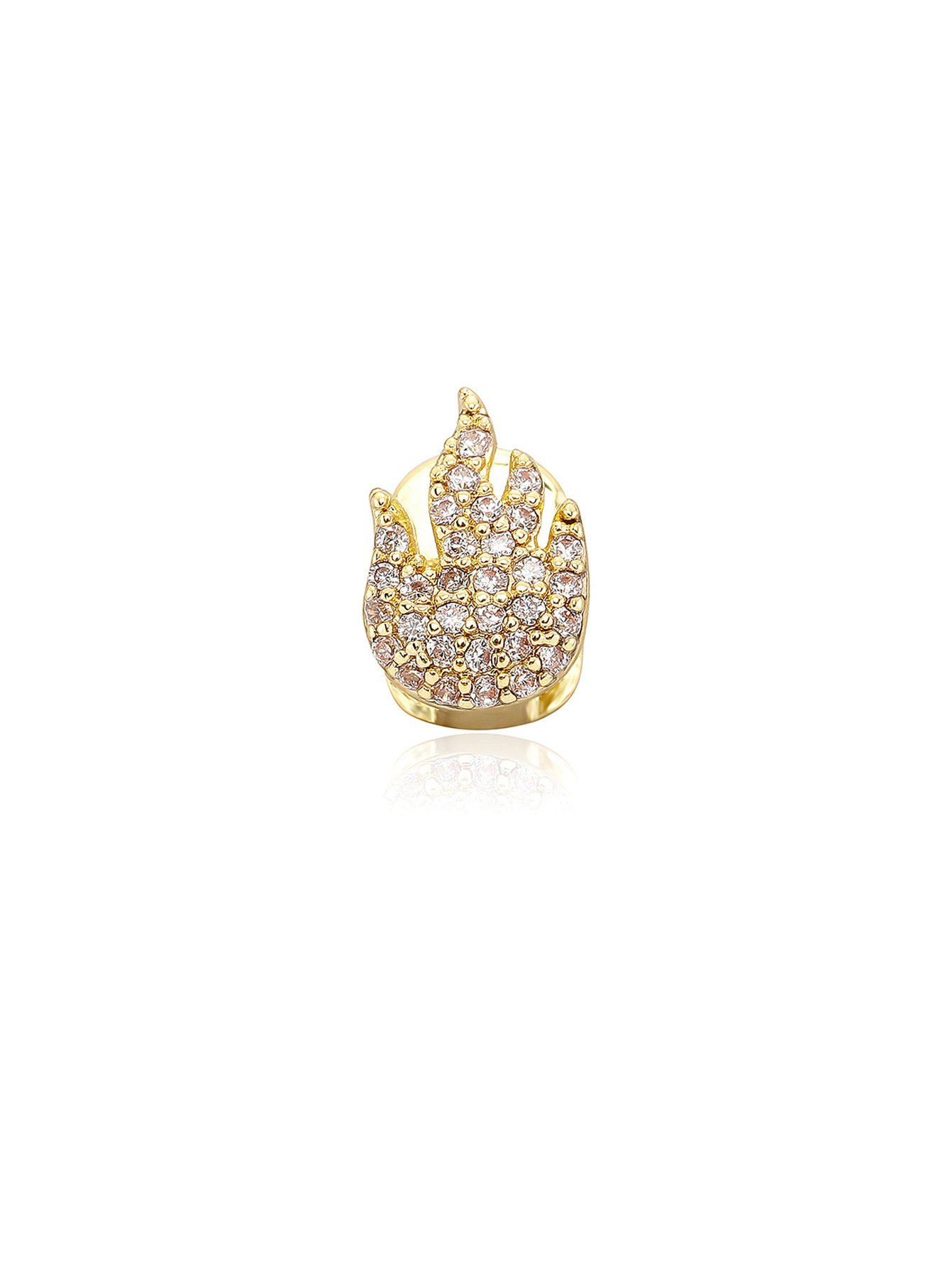 Picture of Amazon Hot Sale Christmas Flame Single Braces Full Zirconium Hip Hop Gold Plated Braces bling Micro Zircon