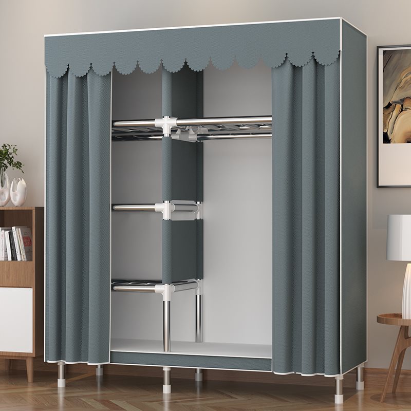 Simple Wardrobe for Home Bedroom Cloth Wardrobe for Rental Room, Sturdy and Durable Assembly, Simple Modern All-Steel Frame Wardrobe