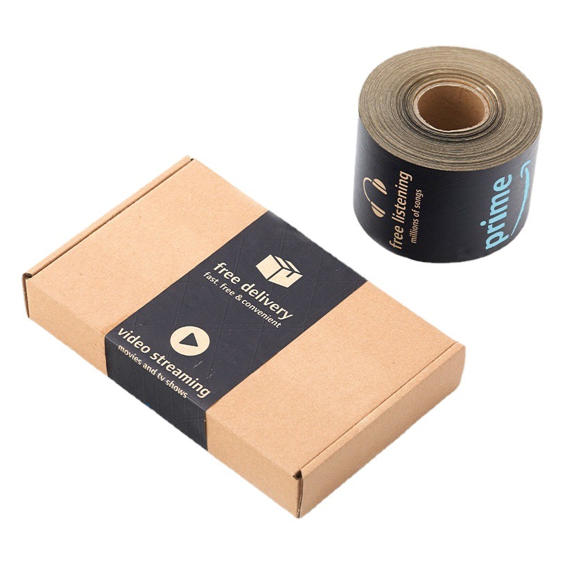Amazon Wet Water Corrugated Sealing Tape Exported Abroad Kraft Paper Packaging Express E-Commerce Tape Wholesale Anti-Tear