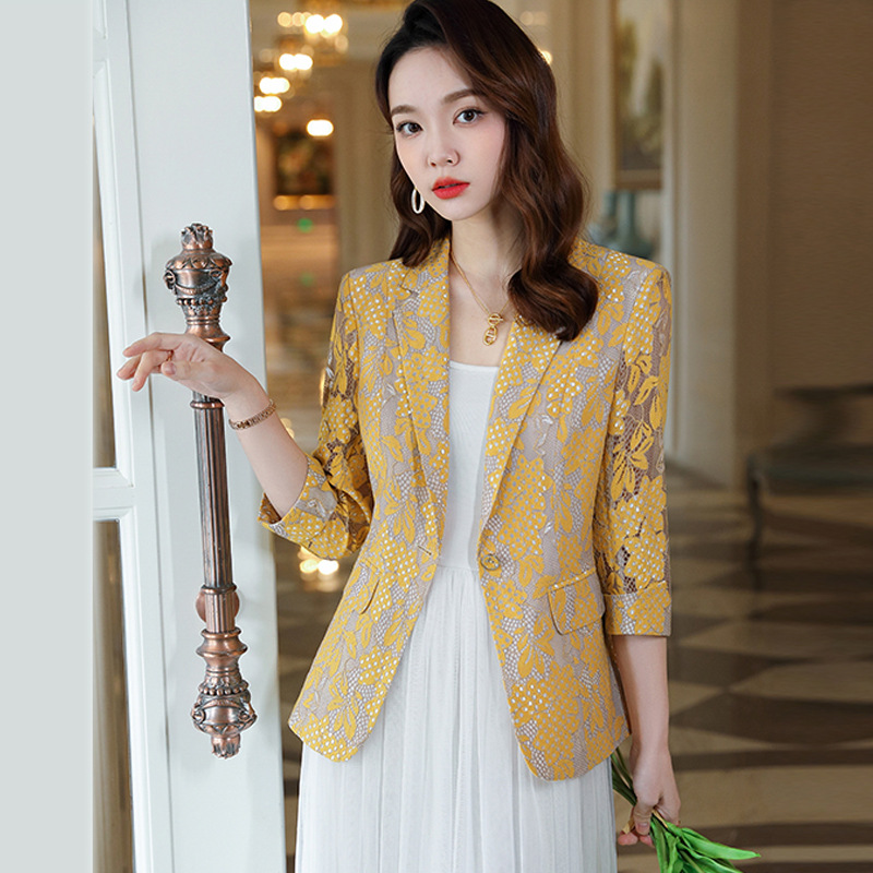 Picture of Design sense niche lace suit jacket for women 2023 spring and summer new Korean style slimming waist-tight casual suit