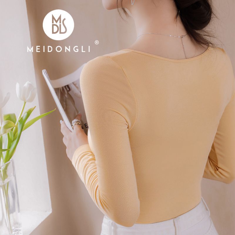 Picture of 2022 Autumn and Winter Sheep Wool Velvet Heating Fiber Thermal Underwear Women's Crewneck Small Collar Slim-fit Autumn Clothes