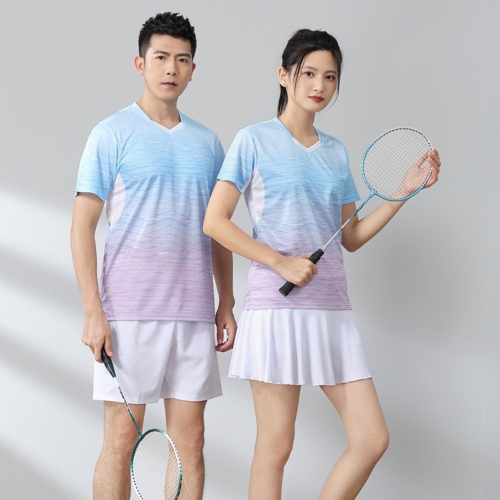 Wholesale quick-drying badminton suit men's table tennis tennis top women's sports suit children's summer team order cross-border