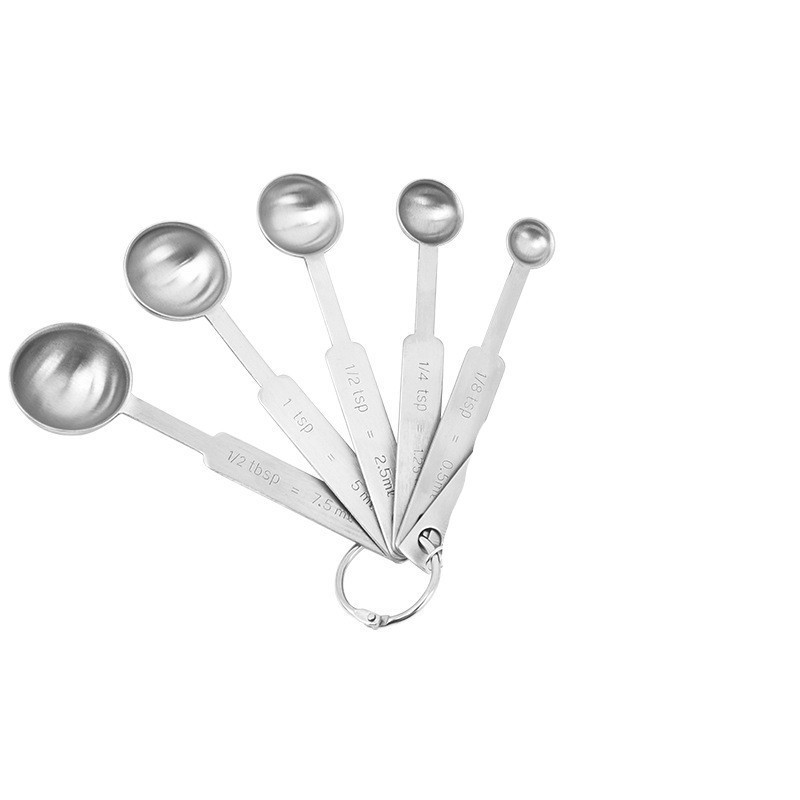 Picture of Cross-border 430 stainless steel round 7-piece measuring spoon set with stirring rod baking scale seasoning spoon content ruler
