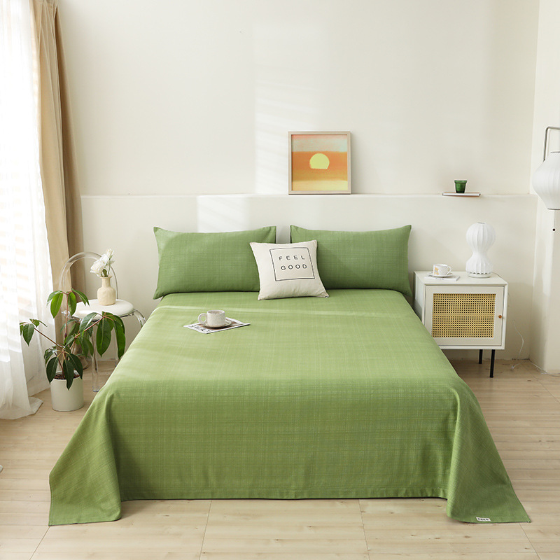 Picture of Pure Cotton Thickeneded Old Coarse Cloth Bed Sheetss 100 Cotton Maternal and Infant Grade Old Coarse Cloth Mat Bed Sheets Dormitory Single Three-Piece Set 2