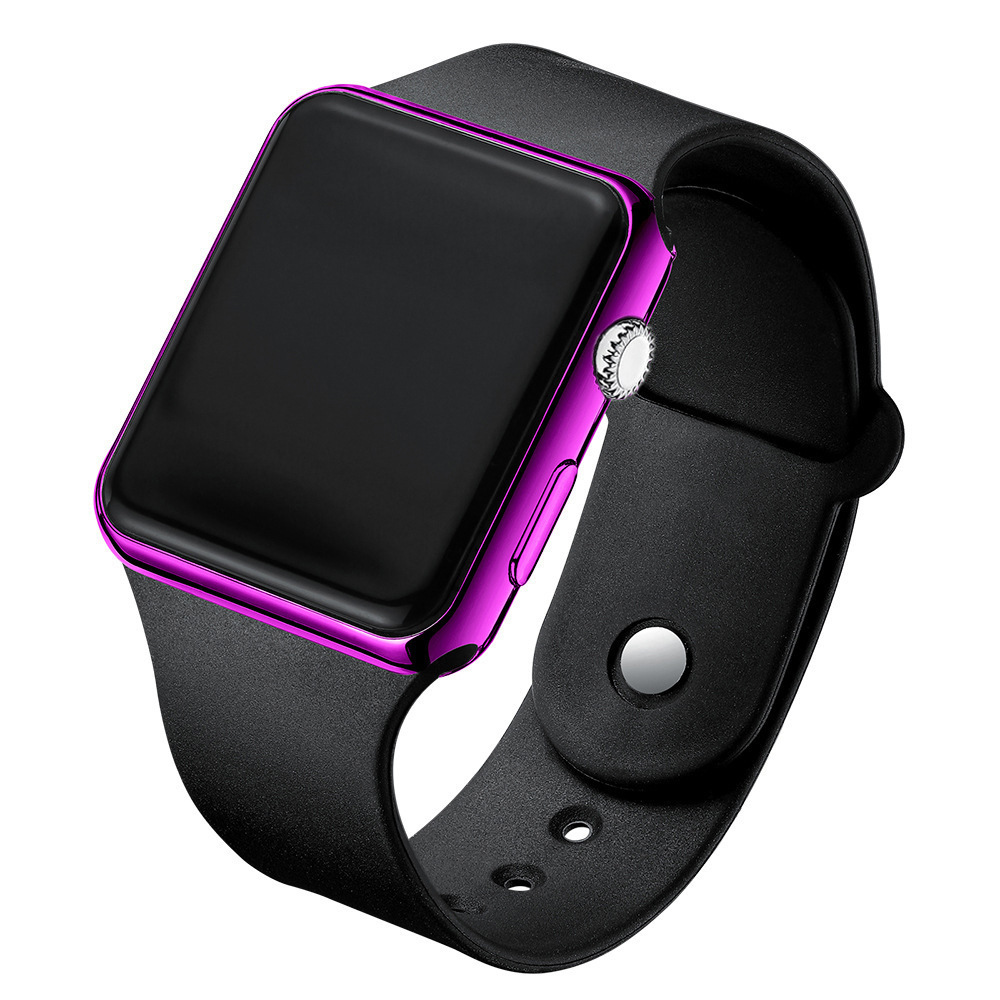 Picture of Fashionable and Simple Universal Square Led Black Watch Student Waterproof Luminous Electroplated Sunglasses Sports Digital Watch