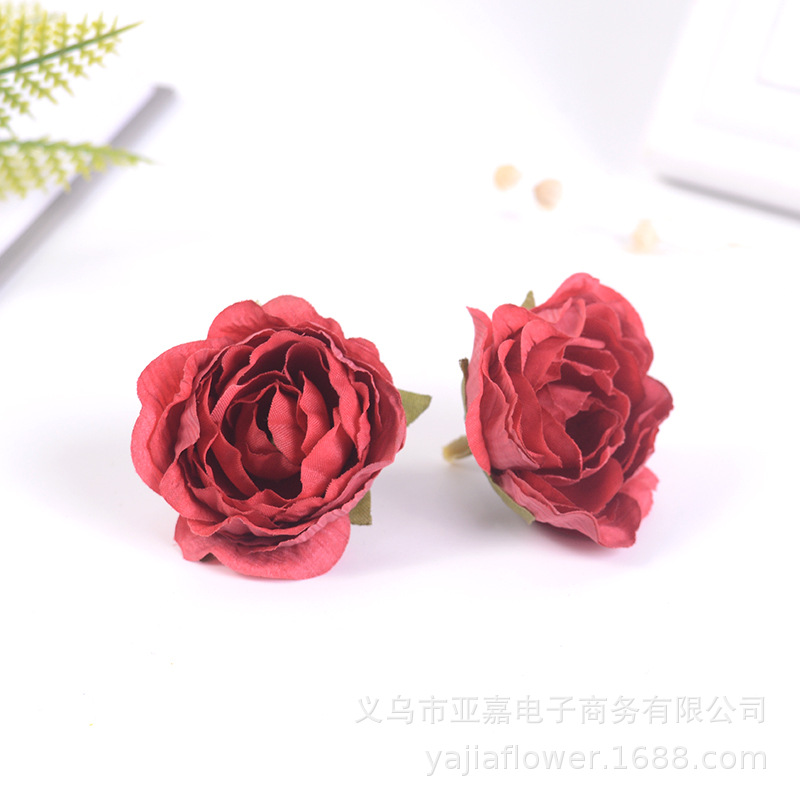 Picture of Artificial Flower Head diy Handmade Accessories Headgear Flower Court Color Flower Morandi Color Tea Rose Fragrant Princess Peony