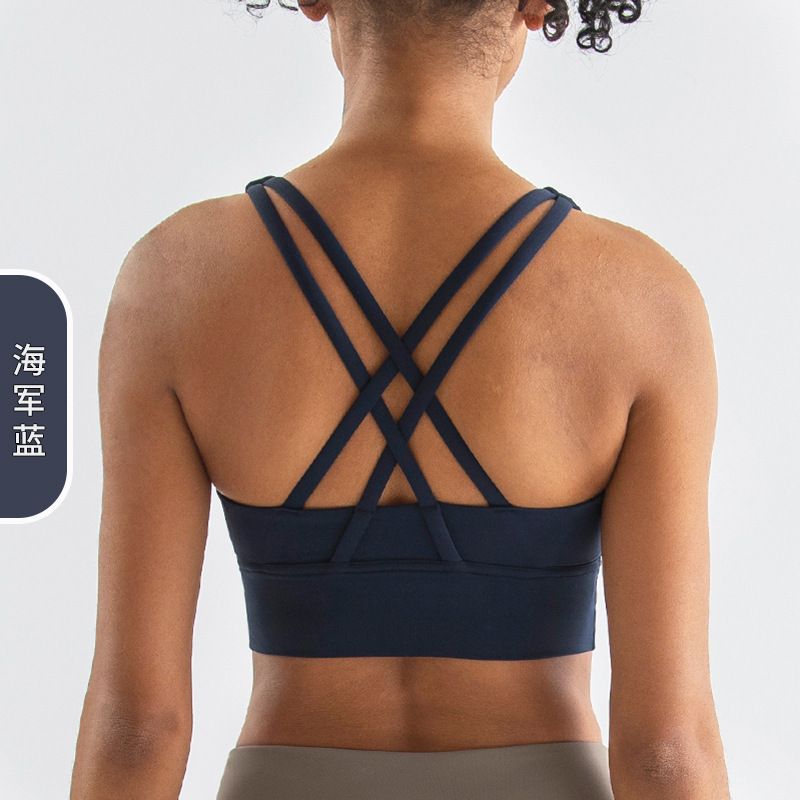 Picture of 2022 new double-sided brushed cross back sports underwear shockproof push up yoga sports bra fitness vest