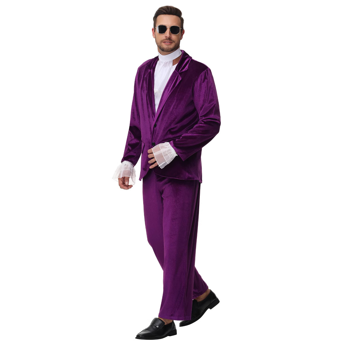 Picture of Fashion Newspaper Cosplay Austin Powers Dress up Bar Hippie Cos Dance Performance Suit Purple