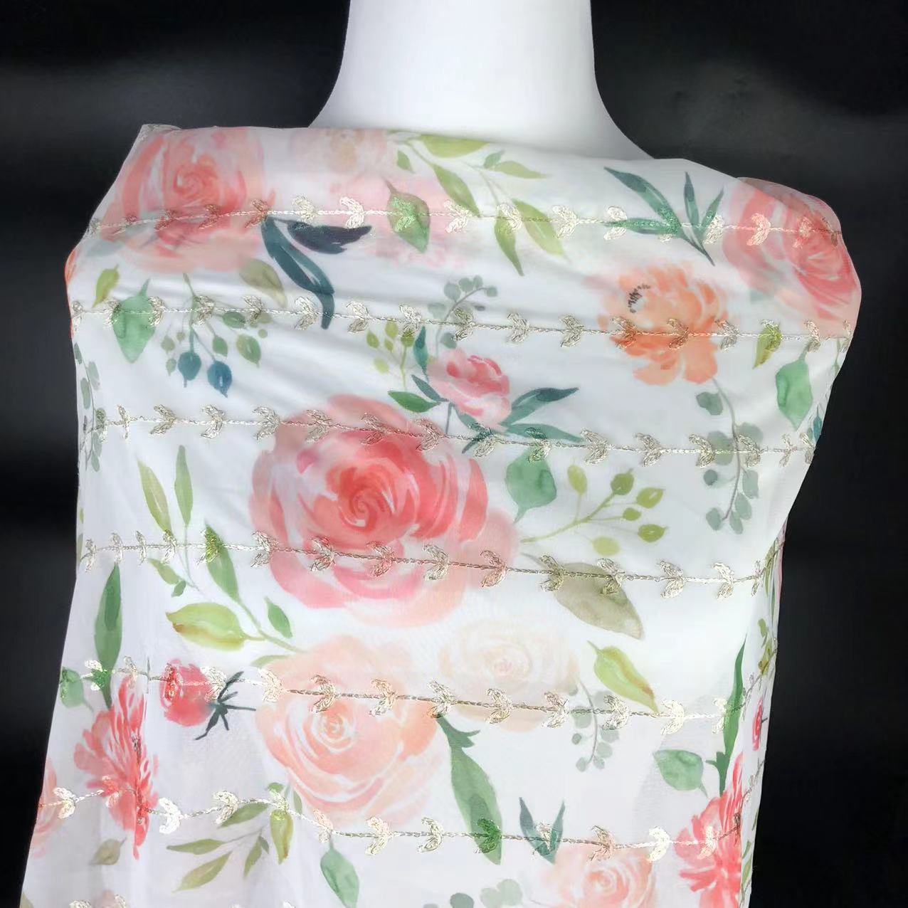 Xiaojun Textile Floral Pattern Computer Embroidery Printed Fabric Chinese Print Children's Clothing Fabric Dress Han Dynasty