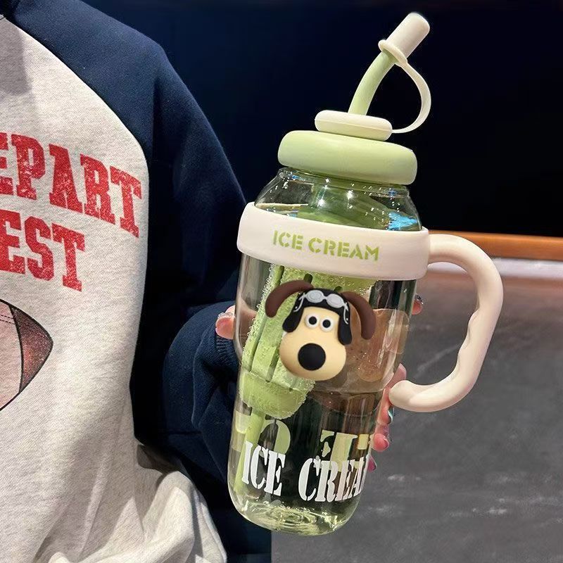Picture of Lucky Belly Cup Large Capacity Big Mac Water Cup Tea Leakage Scented Tea Suction Tube Cup High Color Value Handle Convenient Ice Cup
