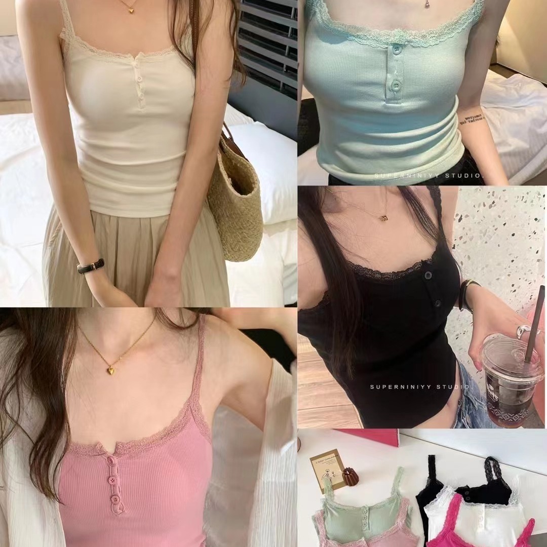 9062# summer new pure cotton Western style embroidered lace shirt top women's design sense niche lace vest