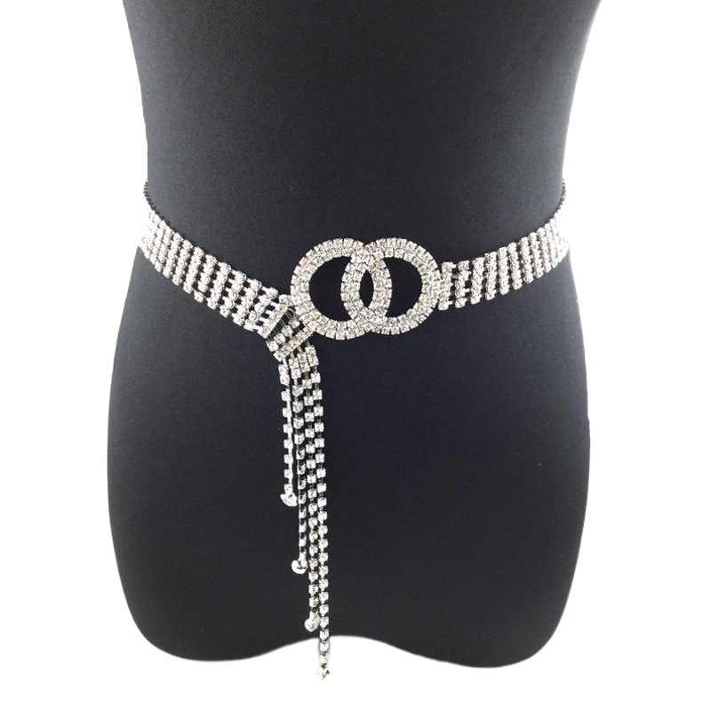 Cross-Border European and American Rhinestone Full Diamond Belt Women's Belt Inlaid with Crystal Diamond Waist Chain Aliexpress Amazon Hot Style