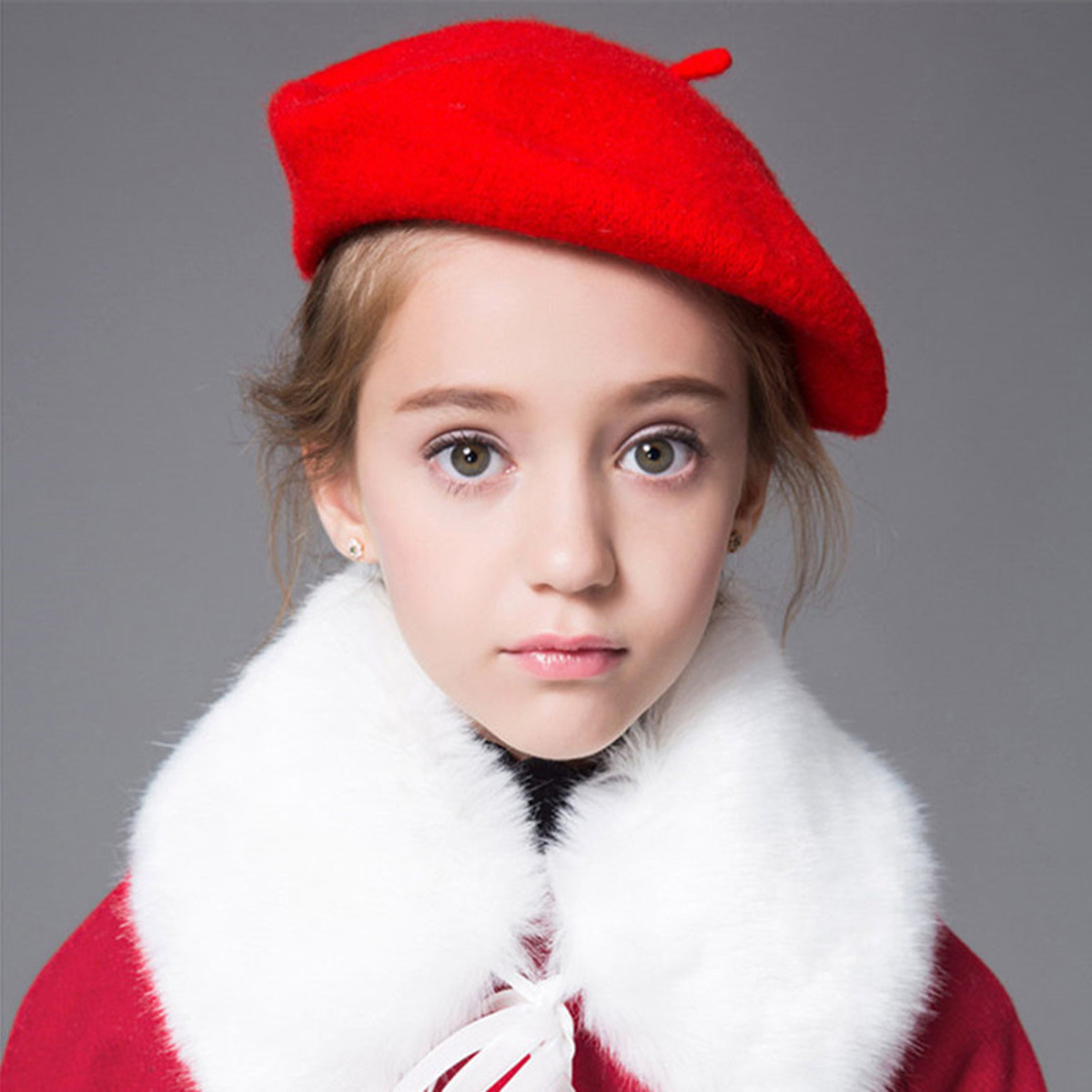 Children's Hat Girl's Autumn and Winter Wool All-match Artists Hat Fashion Beret Baby's Hat