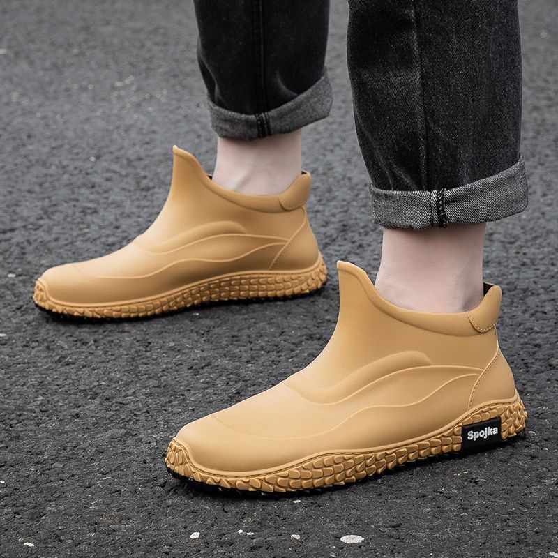 Non-Slip Waterproof Shoes Fashionable Outer Wear Rubber Shoes Men's Short Barrel Kitchen Car Washing Work Rain Boots Men's Rain Boots Low-Top