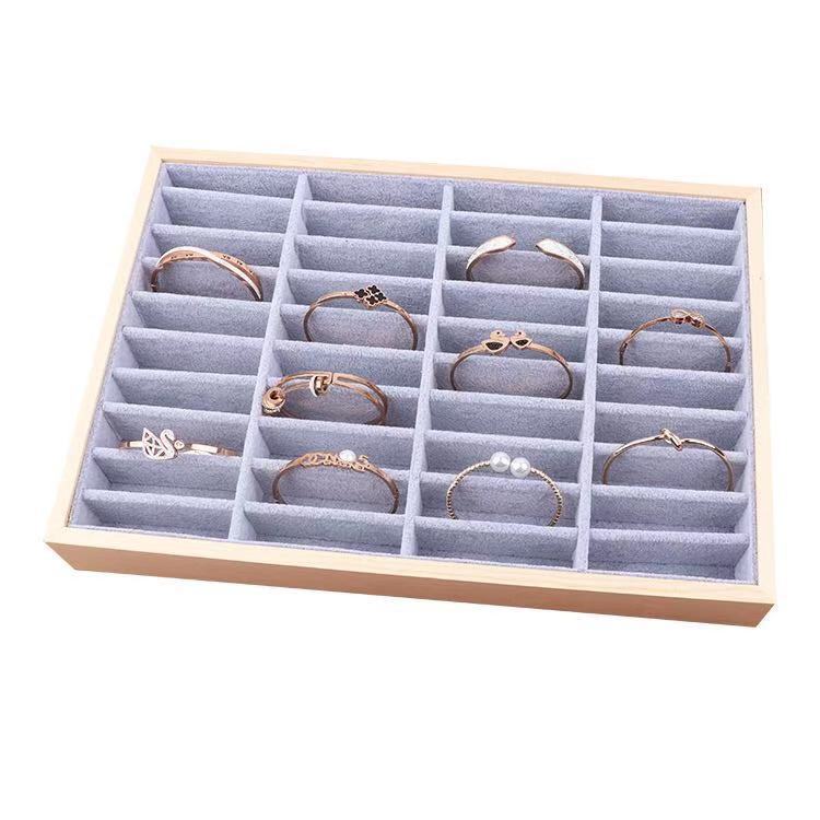 Bamboo and wood jewelry bracelet display tray 40-bit jewelry Jade packaging box bracelet display display props display stand