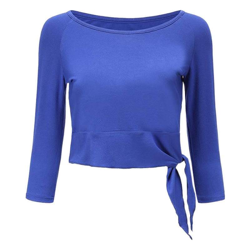 Inclined Lace-Up Modern Dance Seven-Sleeve Top Short-Sleeved Loose Yoga Clothing Modal Round Neck Training Clothing for Women