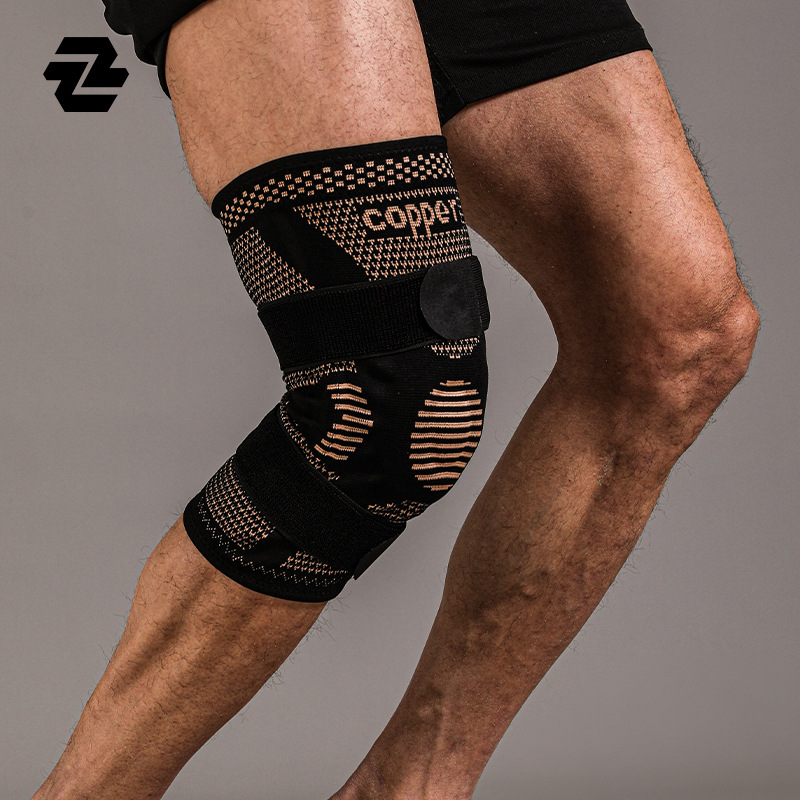 Copper Ion Strap Pressurized Sports Knee Cover Knitted Basketball Football Mountaineering Outdoor Protector Copper Fiber Knee Pad
