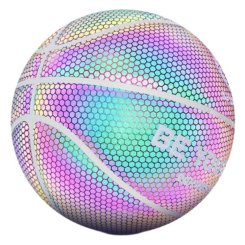 Picture of Cross-border reflective basketball trembles luminous luminous color pu moisture absorption 7 adult ball manufacturers customized a generation of hair