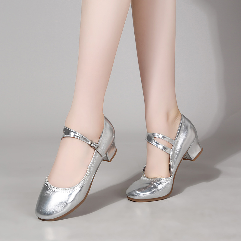 2025 Cross-border square dance shoes dancing shoes women's soft-soled double climbing dance shoes low-heeled dance shoes female teacher shoes